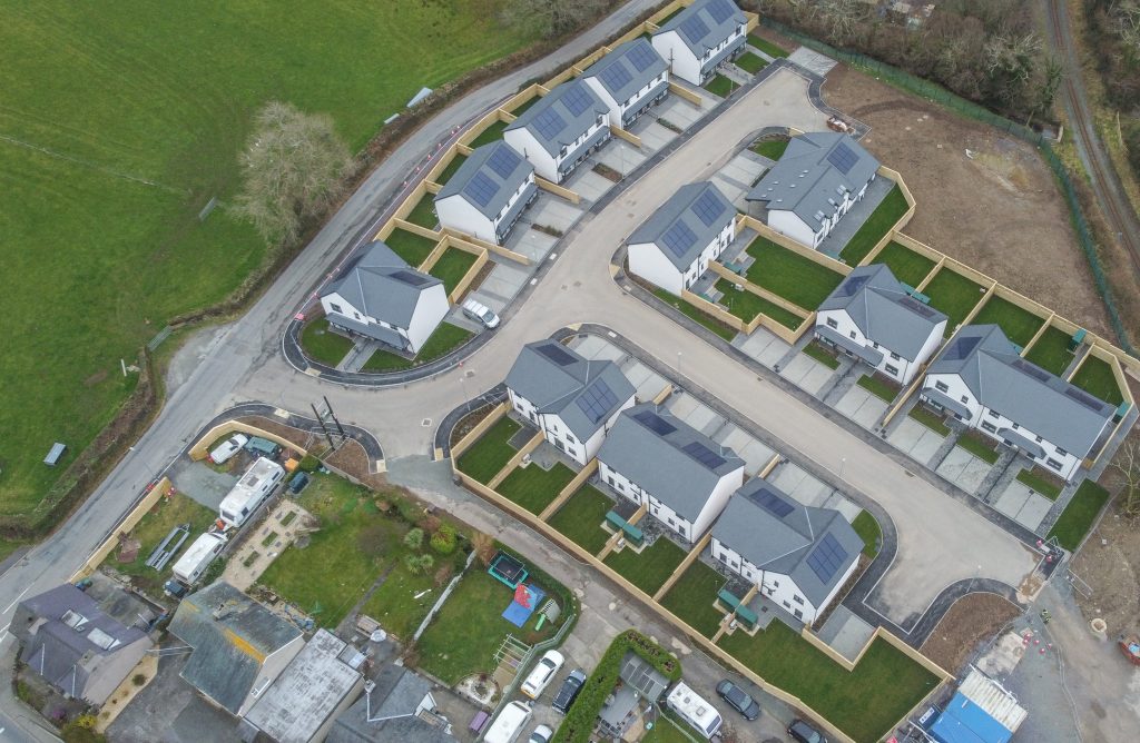 Dinas llanwnda drone. New build estate