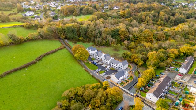 Picture of the new housing estate in Tregarth from the sky. 