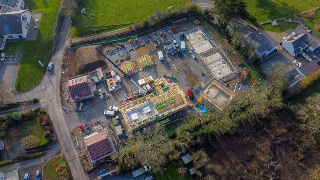 drone image of a new build development called Cae Hoci in Pwllheli.