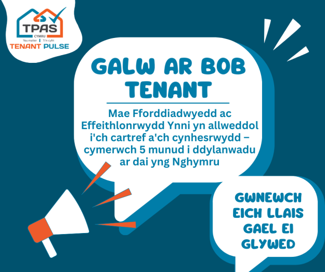 Grapheg TPAS Cymru dyn galw ar bob tenant